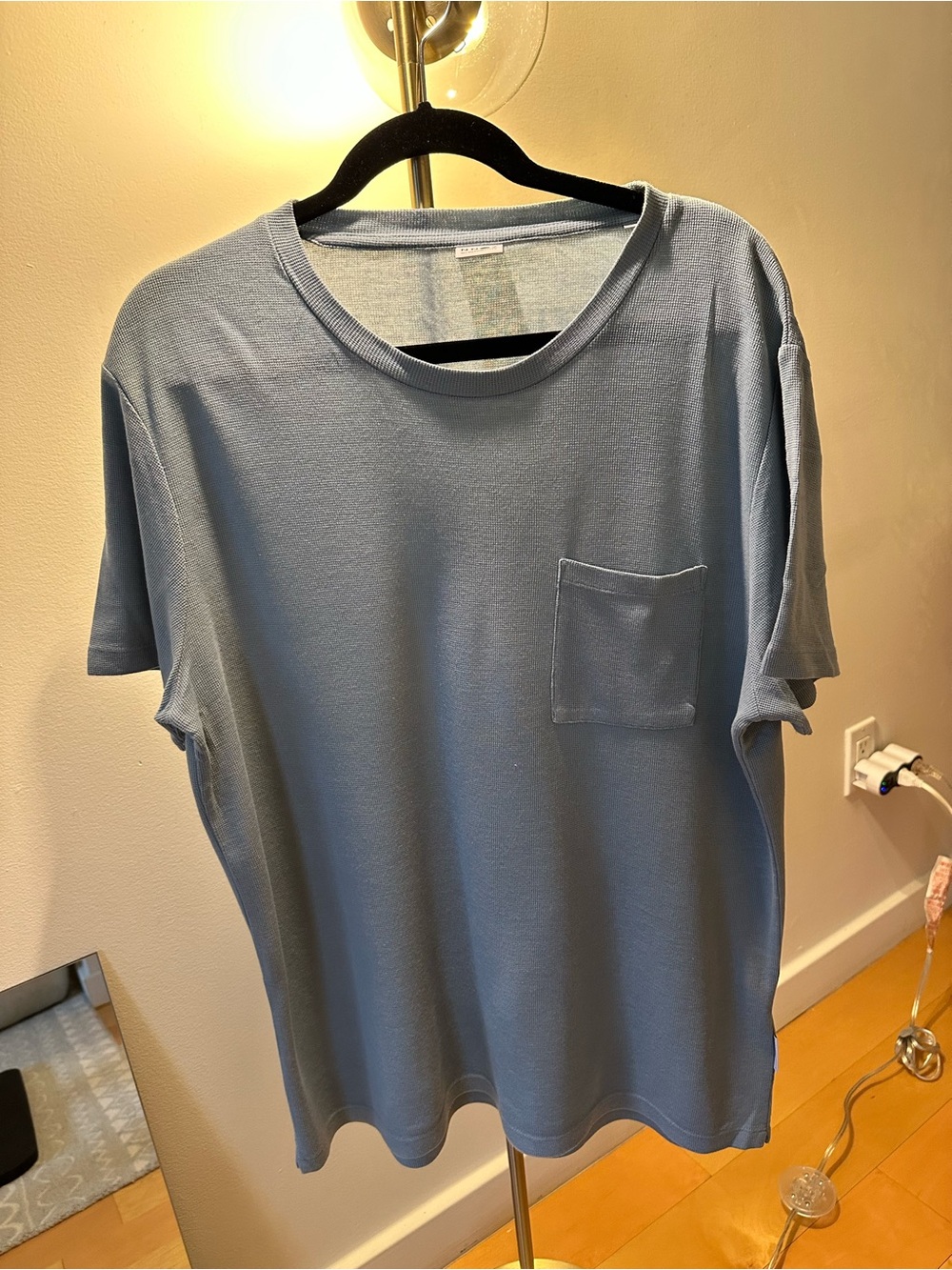 No Nationality Designer Men's Light Blue Pocket T-Shirt